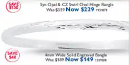 Prouds Syn Opal & CZ Swirl Oval Hinge Bangle offer