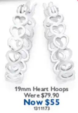 Prouds 19mm Heart Hoops offer