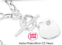 Prouds Italian Made 50cm CZ Heart offer
