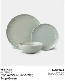 Myer Heritage 12pc Avenue Dinner Set, Sage Green offer