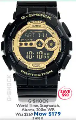 Prouds G-SHOCK World Time, Stopwatch, Alarms offer