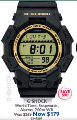 Prouds G-SHOCK World Time, Stopwatch, Alarms, 200m WR offer