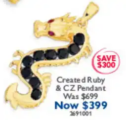 Prouds Created Ruby & CZ Pendant offer