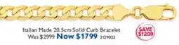 Prouds Italian Made 20.5cm Solid Curb Bracelet offer