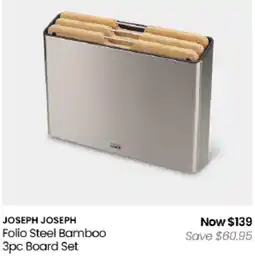 Myer Joseph Joseph Folio Steel Bamboo 3pc Board Set offer