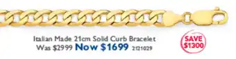 Italian Made 21cm Solid Curb Bracelet