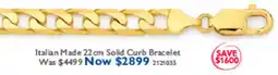 Prouds Italian Made 22cm Solid Curb Bracelet offer
