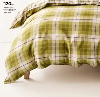 Linen cotton reversible quilt cover set