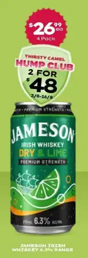 Thirsty Camel Jameson Irish Whiskey Dry & Lime offer