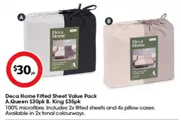 Coles Deca Home Fitted Sheet Value Pack offer
