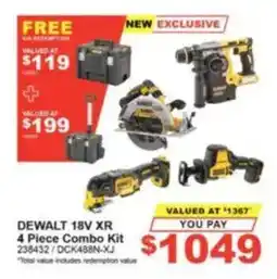 Total Tools DeWalt 18V XR 4 Piece Combo Kit offer