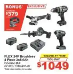 Total Tools FLEX 24V Brushless 4 Piece 2x5.0Ah Combo Kit offer