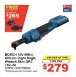 Total Tools Bosch 18V 60Nm 400rpm Right Angle Wrench Skin GRC offer
