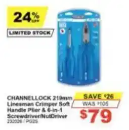 Total Tools Channellock 219mm Linesman Crimper Soft Handle Plier & 6-in-1 Screwdriver/NutDriver offer