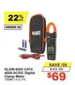 Total Tools Klein 600V CAT4 400A AC/DC Digital Clamp Meter offer