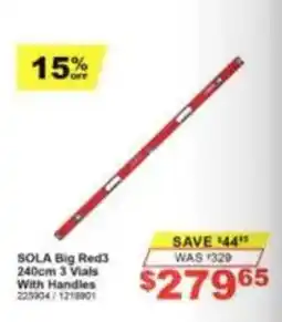 Total Tools SOLA Big Red3 240cm 3 Vials With Handles offer