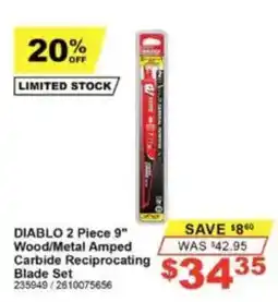 Total Tools Diablo 2 Piece 9" Wood/Metal Amped Carbide Reciprocating Blade Set offer