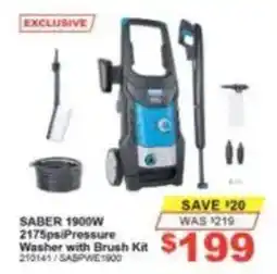 Total Tools Saber 1900W 2175psi Pressure Washer with Brush Kit offer