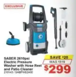 Total Tools Saber 2610psi Electric Pressure Washer with Hose Reel and Patio Cleaner offer