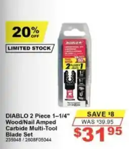 Total Tools Diablo 2 Piece 1-1/4" Wood/Nail Amped Carbide Multi-Tool Blade Set offer