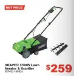 Total Tools Draper 1500W Lawn Aerator & Scarifier offer