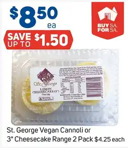 Foodland St George Vegan Cannoli or 3" Cheesecake offer