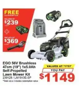 Total Tools EGO 56V Brushless 47cm (19") 1x5.0Ah Self-Propelled Lawn Mower Kit offer