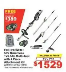 Total Tools EGO POWER+ 56V Brushless 1x5.0Ah Multi-Tool with 4 Piece Attachment Kit offer