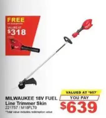 Total Tools Milwaukee 18V Fuel Line Trimmer Skin offer