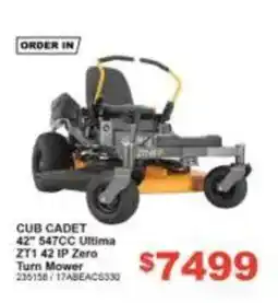 Total Tools Cub Cadet 42" 547CC Ultima ZT1 42 IP Zero Turn Mower offer
