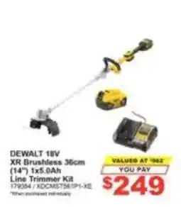 Total Tools DeWalt 18V XR Brushless 36cm (14") 1x5.0Ah Line Trimmer Kit offer