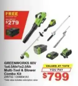 Total Tools Greenworks 60V Multi-Tool & Blower Combo Kit offer
