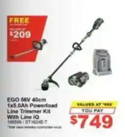 Total Tools Ego 56v 40cm 1x5.0ah Powerload Line Trimmer Kit With Line Iq offer
