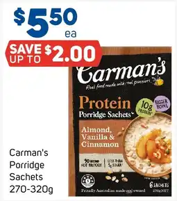 Foodland Carman's Porridge Sachets offer