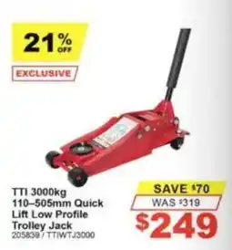 Total Tools TTI 3000kg Quick Lift Low Profile Trolley Jack offer