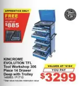 Total Tools Kincrome Evolution TFL Tool Workshop 14 Drawer Deep with Trolley offer