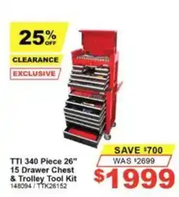 Total Tools TTI 340 Piece 26" 15 Drawer Chest & Trolley Tool Kit offer