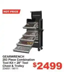 Total Tools Gearwrench 293 Piece Combination Tool Kit + 28" Tool Chest & Trolley offer