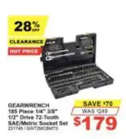 Total Tools Gearwrench 185 Piece 1/4" 3/8" 1/2" Drive 72-Tooth SAE/Metric Socket Set offer
