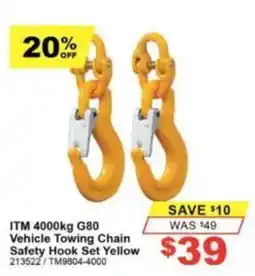 Total Tools ITM 4000kg G80 Vehicle Towing Chain Safety Hook Set Yellow offer