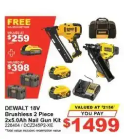 Total Tools DeWalt 18V Brushless 2 Piece 2x5.0Ah Nail Gun Kit offer