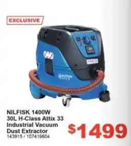 Total Tools Nilfisk 1400W 30L H-Class Attix 33 Industrial Vacuum Dust Extractor offer