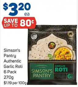 Foodland Simson's Pantry Authentic Garlic Roti offer
