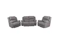 Turin 2+1+1 Seater Rhino Fabric Recliner Sofa Suite, Gunmetal
