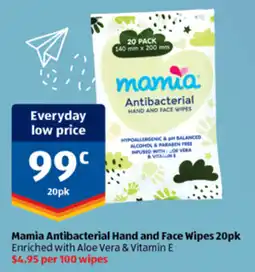 ALDI Mamia Antibacterial Hand and Face Wipes offer