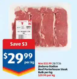 ALDI Jindurra Station Beef Porterhouse Steak Bulk offer