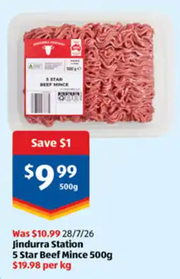ALDI Jindurra Station 5 Star Beef Mince offer