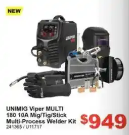 Total Tools Unimig Viper Multi 180 10A Mig/Tig/Stick Multi-Process Welder Kit offer