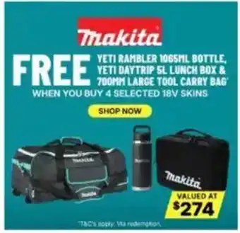 Makita Yeti Rambler, Yeti Daytrip Lunch Box & Large Tool Carry Bag