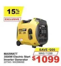 Total Tools Maxwatt 3500W Electric Start Inverter Generator offer